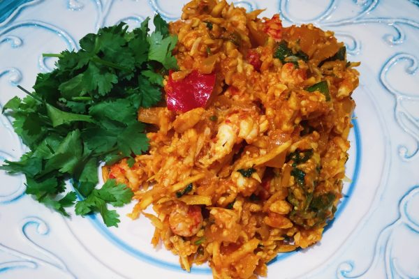 Cauliflower Jollof Rice with crayfish national dish of ghana west africa caveman paleo nationaldish