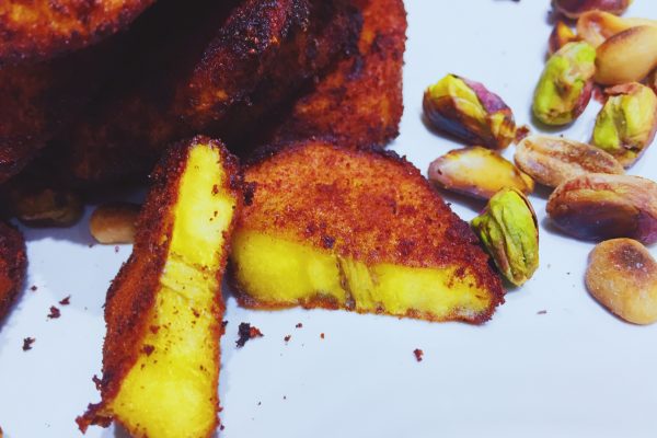 The middle of a plantain from an alloco recipe nationaldish