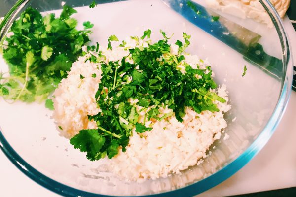 mix chunky grated cauliflower rice or couscous with chopped coriander stalks nationaldish