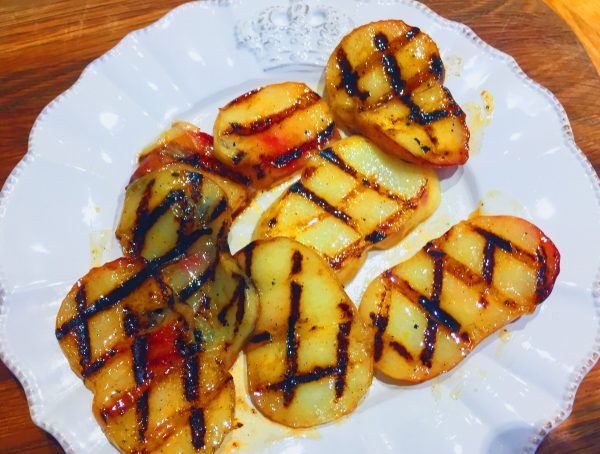 chargrilled peach to go with spicy crispy Indian duck breast from National Dish