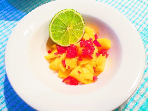 mango and chilli salsa for Chinese Mexican fusion burritos