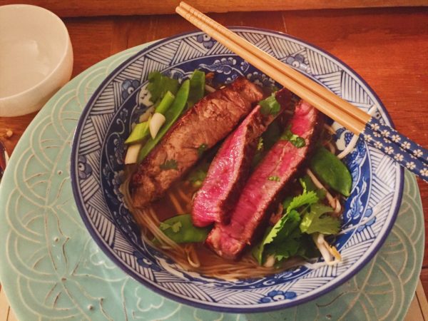 Build Vietnamese Pho from the bottom up with the beef on top