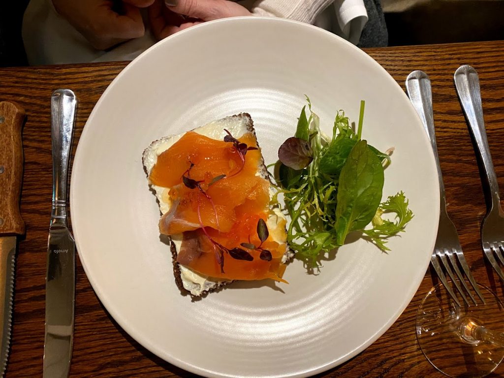 Smoked Salmon on Rye Bread Starter at The Kings Head