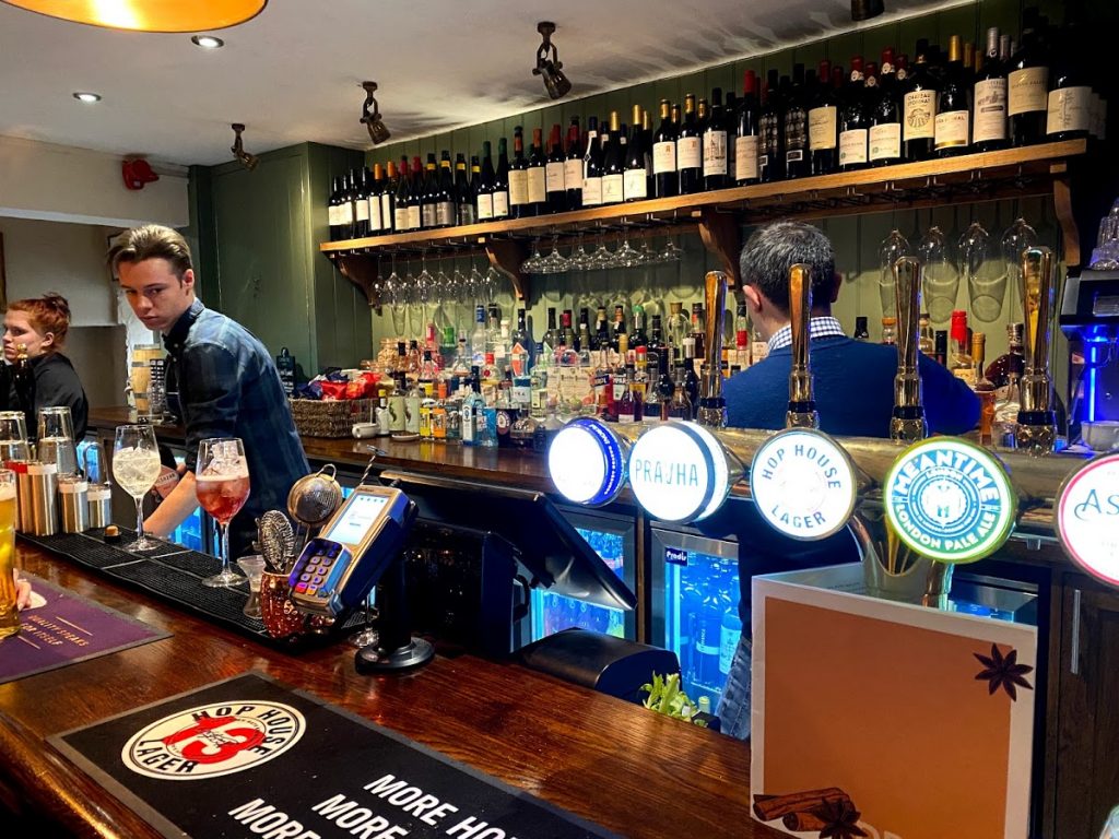 The bar in The Kings Head in Prestbury, Cheltenham